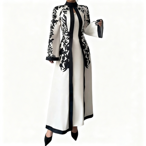 Mode femmes imprimé fleuri à manches longues Maxi <span class=keywords><strong>robe</strong></span> col montant contraste couleur élégante bureau dames <span class=keywords><strong>robe</strong></span> - Product Image 1