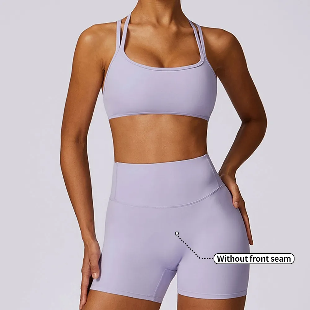 Beauty Back High Support Sports Bra Suits Scrunch Butt High Waist Sets Sportswear Women Yoga Shorts Set Gym Fitness Sets