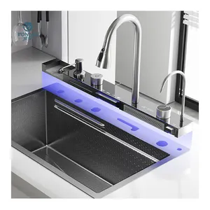 Stilvolle, kostengünstige und multifunktionale wasserfall-küchenspüle edelstahlspüle moderne spüle küche