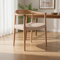 Chaises de salle à manger de style moderne du milieu du siècle, sièges en corde tressée à la main, chaises de cuisine et chaises de salon tressées avec accoudoirs