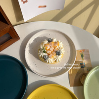 Assiettes rondes en céramique de grande taille, compatibles micro-ondes et lave-vaisselle, quatre couleurs au choix, pour la table à manger quotidienne, plat de service