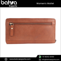 Dompet Panjang Wanita Kulit Asli Anti RFID dengan Ritsleting dan Kancing, Desain Menarik 18.5cm, Pilihan Logo Kustom, Laris Terjual