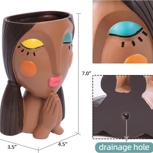 Pot de fleurs créatif en résine avec motif visage, décoration de jardin intérieur, décoration de maison, cadeau pour plantes - Product Image 5