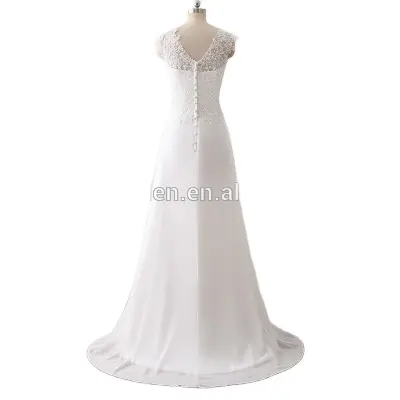2021 New style wedding veil High-end export wedding dress both-shoulder v-neck floor-length wedding dresses
