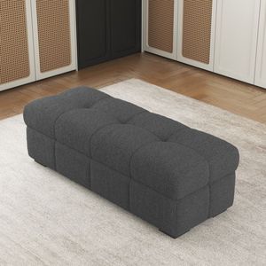 Pouf carré capitonné en tissu Boucle, siège modulaire pour salon, chambre et hôtel - Product Image 2