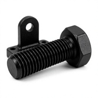 Vis hexagonale robuste en acier oxydé noir avec support de fixation en acier, assemblage de fixation à filetage grossier pour châssis automobile