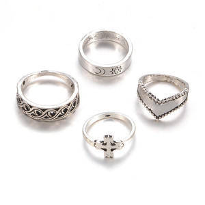 [Gorgeousxx] Juego de Anillos Únicos con Diseño de <span class=keywords><strong>Sol</strong></span> y Luna en Forma de Cruz Ondulada para Mujer, Joyería Geométrica Sencilla - Product Image 6