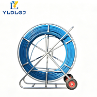 Tire-câble en fibre de verre rouge 4 - 18 mm avec cage à rayons, sur chariot, pour câbles de télécommunications et conduits, couleur, taille et vitesse personnalisables