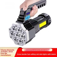 Lampe de poche LED pour le camping, en plastique, longue durée de vie de la batterie, rechargeable, portable, lampe de travail COB multifonction, lampe de poche manuelle