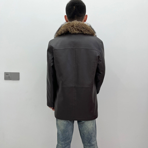 Giacca in Pelle da <span class=keywords><strong>Uomo</strong></span> Invernale <span class=keywords><strong>con</strong></span> Collo in <span class=keywords><strong>Pelliccia</strong></span> Spessa, Lunga, Imbottita e Calda - Product Image 3