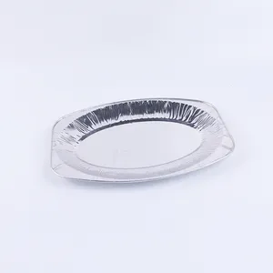 Disposable oval roaster aluminum foil tray shallow pan roast chicken fish container