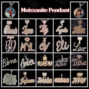 Buste vers le bas Moissanite pendentif creux gothique police 925 argent charme personnalisé Vvs glacé Moissanite lettre pendentif - Product Image 6