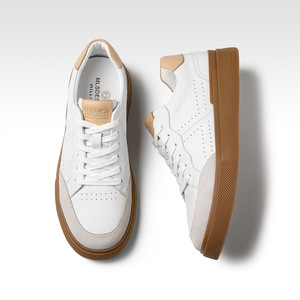 Baskets basses blanches pour hommes, chaussures décontractées à talon moyen, couleur unie, légères, résistantes à l'usure, antidérapantes, en toile, tendance - Product Image 2