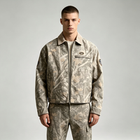 Veste en cuir camouflage personnalisée pour moto, ensemble veste et vêtements d'extérieur délavés, broderie de logo, commande en gros, club de motards, usine