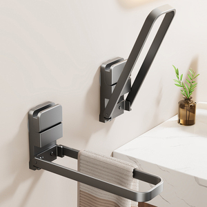 Petit porte-serviettes mural pliable à ventouse pour salle de bain et cuisine, support pour serviettes et essuie-mains - Product Image 1