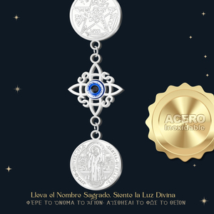 สร้อยคอสแตนเลสสตีลของ Tetragramton เครื่องรางป้องกันนำโชคผูกปมแม่มดที่มีจี้แฟชั่นของนักบุญ - Product Image 2