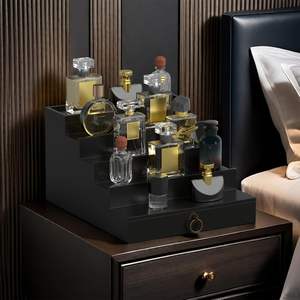 Organisateur de Cologne à 5 niveaux avec tiroir, présentoir et support de rangement en bois noir pour parfums, idée cadeau pour homme - Product Image 2