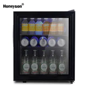Honeyson गर्म 42L ग्लास दरवाजा शीतल पेय होटल के कमरे मिनी फ्रिज रेफ्रिजरेटर