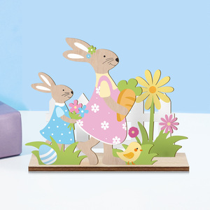 Wooden <b>Easter</b> Bunny Figurine Set LK 13 14 16 Three Piece Decorative <b>Ornament</b> For Indoor <b>Easter</b> Decoration - Product Image 4