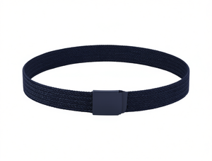 Cintura da uomo in tessuto intrecciato 4,0 cm x 125 cm con fibbia in plastica blu navy - Product Image 1