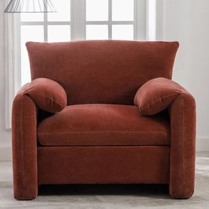 Canapé simple moderne en tissu rouge brique, mousse haute élasticité, usage commercial - Product Image 1