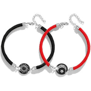 2 Pçs/set Brilhante Sol Lua Casais Pingente Luminosa Pulseira para As Mulheres Amante Corda Vermelha Charme Amizade Namorada Partido Jóias - Product Image 4