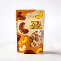Sachet alimentaire refermable en plastique, pochette verticale avec fenêtre, logo personnalisé imprimé, sac Mylar pour snacks, fruits secs et graines