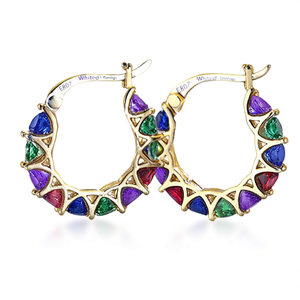 Orecchini Bianchi E807 in Oro Bianco con Zirconi Geometrici, Gioielli di Lusso da Donna per Feste - Product Image 1