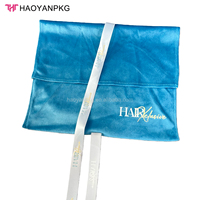 Pochette de luxe en velours HAOYAN avec logo personnalisé, impression sérigraphique, thermoscellée, pour emballage de perruques, extensions capillaires et vêtements, sécurisée