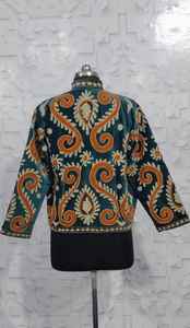 Chaqueta de terciopelo Suzani larga estilo vintage, elegante y casual para mujer, abrigo de invierno bordado a mano, cárdigan acogedor, vestido playero. - Product Image 3