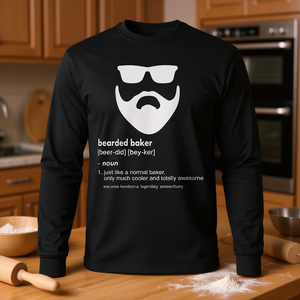 T-shirt à manches longues Bearded Baker, noir, drôle, pour hommes, vêtements décontractés - Product Image 3