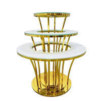 Table de bar moderne en acier inoxydable doré avec plateau en verre pour extérieur, hôtel, salle de banquet, parc, mariages/fêtes (garantie 2 ans) – Durable