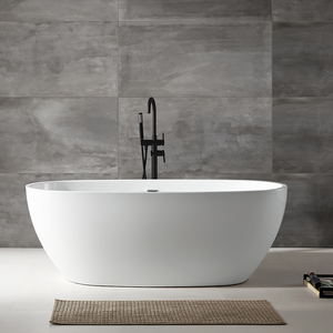 Vasca da Bagno Ovale Portatile Beatrice 170x80x60cm, Stile Giapponese, Autoportante, in Acrilico e Pietra Artificiale, per Appartamenti - Product Image 3