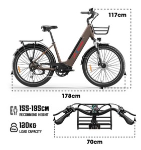 จักรยานไฟฟ้า NFC Unlock City E-Bike 250W มอเตอร์ไร้แปรงถ่าน ระบบช่วยปั่น 48V แบตเตอรี่ลิเธียมถอดได้ เบรกดิสก์ไฮดรอลิก ระบบกันสะเทือนหน้า 7 - Product Image 5