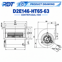 Ventilateur radial industriel AC 230V D2E146-HT65-63 avec impeller de 146 mm pour refroidissement d'armoires, pièce de rechange pour équipement de ventilation CVC