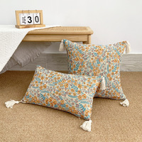 Innermor rétro fleur coton lin teint en fil Jacquard oreiller élégant atmosphère Accent pour la maison ou l'hôpital salon coussin