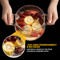 Casserole en verre borosilicate 3500 ml / 118,3 oz, pot à soupe en verre transparent avec couvercle pour soupes, ragoûts, hot pot, fêtes de famille
