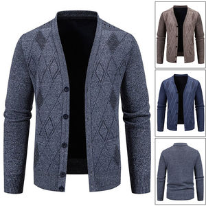 Pull <span class=keywords><strong>Cardigan</strong></span> Tricoté Homme Tendance Décontracté Hiver, Personnalisable avec Logo, Col en V à Boutons - Product Image 1