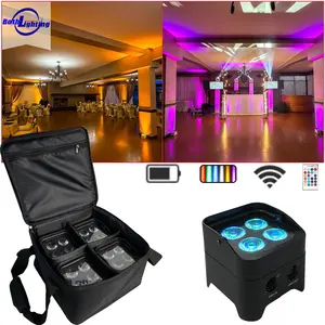 Mini up aydınlatma 4*18W S4 kablosuz UV UV Uplights düğün parti sahne ışıkları için kablosuz DMX LED akülü Bar DJ