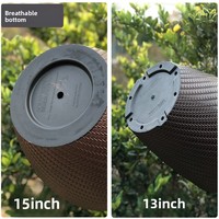 Pot de fleurs en plastique extra-large épaissi, motif tressé minimaliste imitation saule, pour plantes et fleurs