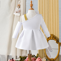 Robe pour filles printemps-automne, robe à fleurs pour enfants, robe à épaules dénudées à manches longues, vêtements pour bébé fille, robe de fête pour filles, robe blanche