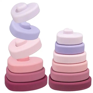 Juego de Bloques de Construcción de Silicona de Grado Alimenticio, 6 Piezas, Sin BPA, Educativo, Apilable en Forma de Corazón, Juguete Sensorial para Niños, Personalizable - Product Image 3