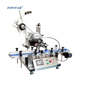 Desktop fully automatic flat bottle labeling machine/self-adhesive lid top iron box flat labeling machine for sale