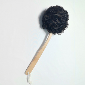 Wooden Handle Bath Sponge Flower Shape Non Slip Back Scrubber With Rope For Bath Massage - Product Image 2