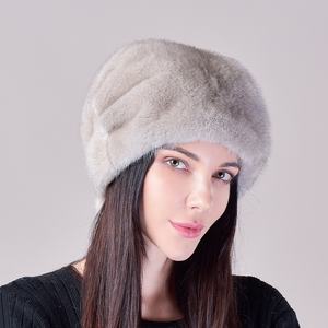 Sombrero de piel de visón cálido grueso informal para mujer, gorro de Navidad de invierno con pila de <span class=keywords><strong>gran</strong></span> pared con protección para los oídos, característica común de tela - Product Image 2