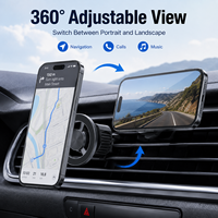 Support de téléphone magnétique universel à clipser pour voiture, fixation par ventouse, hauteur réglable, rotation à 360 degrés, idéal pour les trajets quotidiens