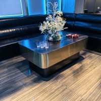Meuble de comptoir de bar personnalisé de luxe table commerciale de salon en pierre frittée en acier inoxydable discothèque danse pub bistro