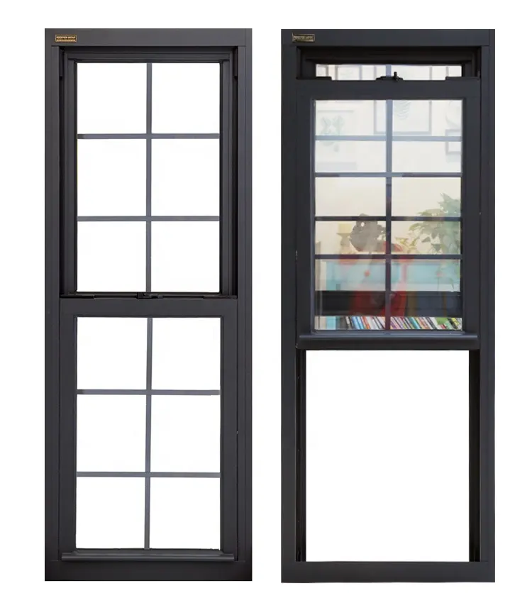 Doorwin Free Design Sound Proof Energy Effective All Colors Aluminum Profiles Windows Glass Double Hung Black Aluminum Window