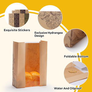 Bolsas de papel para pan Bolsas de papel para hornear con ventana para almacenamiento de alimentos horneados Desayuno Almuerzo Embalaje - Product Image 5