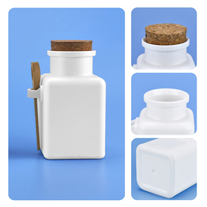 Tùy chỉnh ABS Nhựa 100ml 200ml 300ml 1oz vuông cơ thể chà chai rỗng da kem <span class=keywords><strong>container</strong></span> Tắm muối Jar với thìa gỗ - Product Image 2